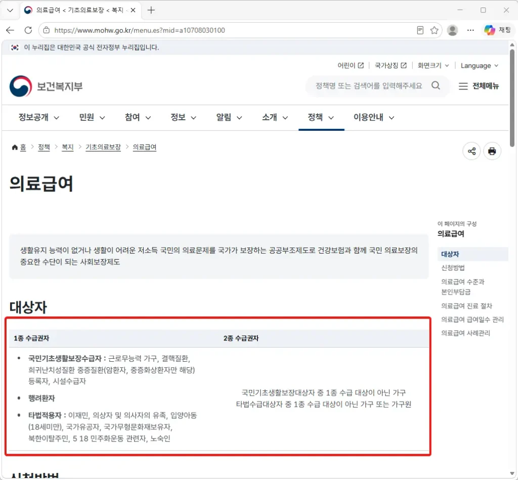 기초생활수급자가 병원에 입원하면 입원비